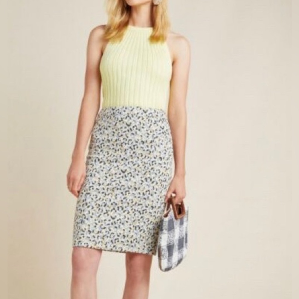 Anthropologie Maeve Jacquard Pastel Leopard Print Pencil Skirt Women’s Size XS